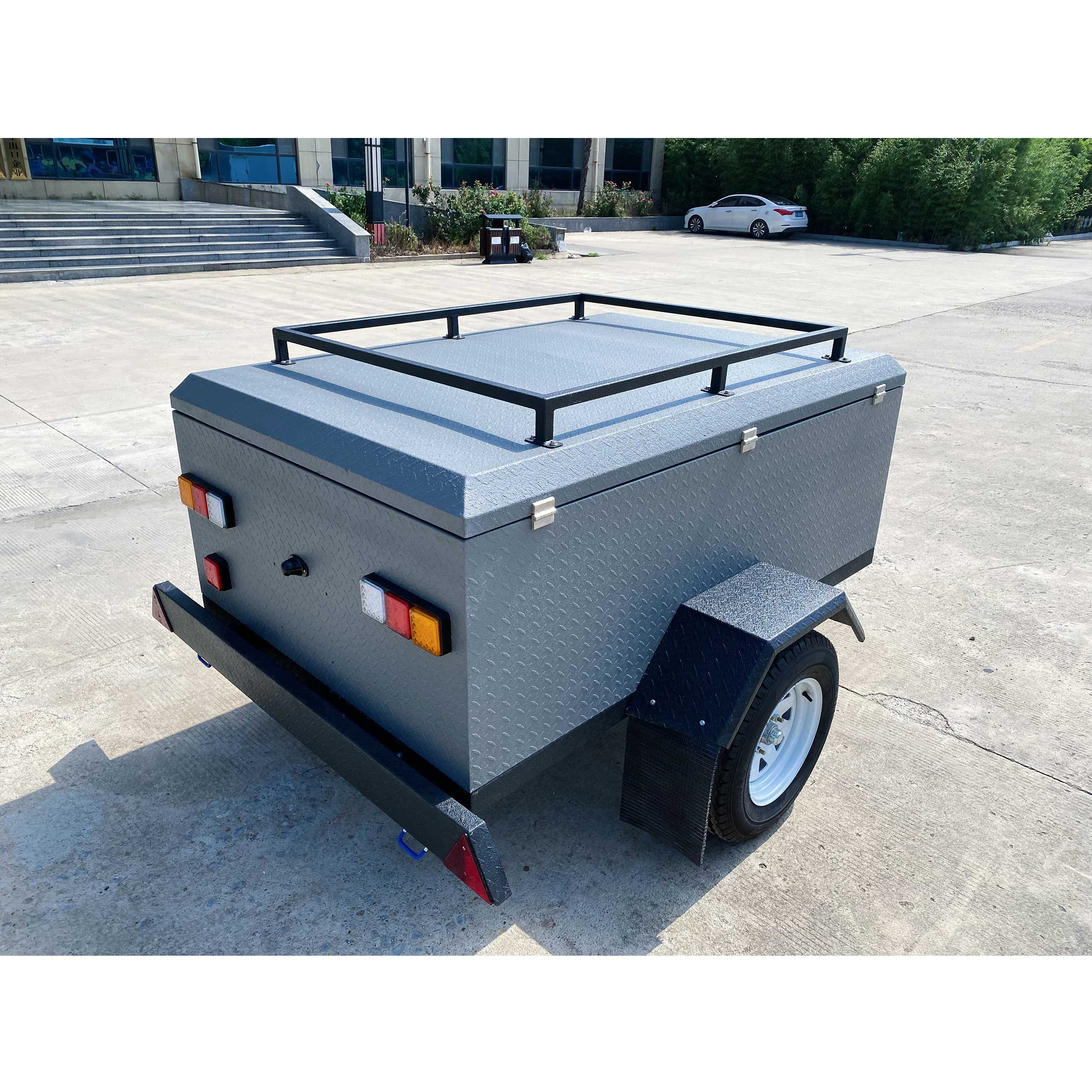 Grey camping trailer