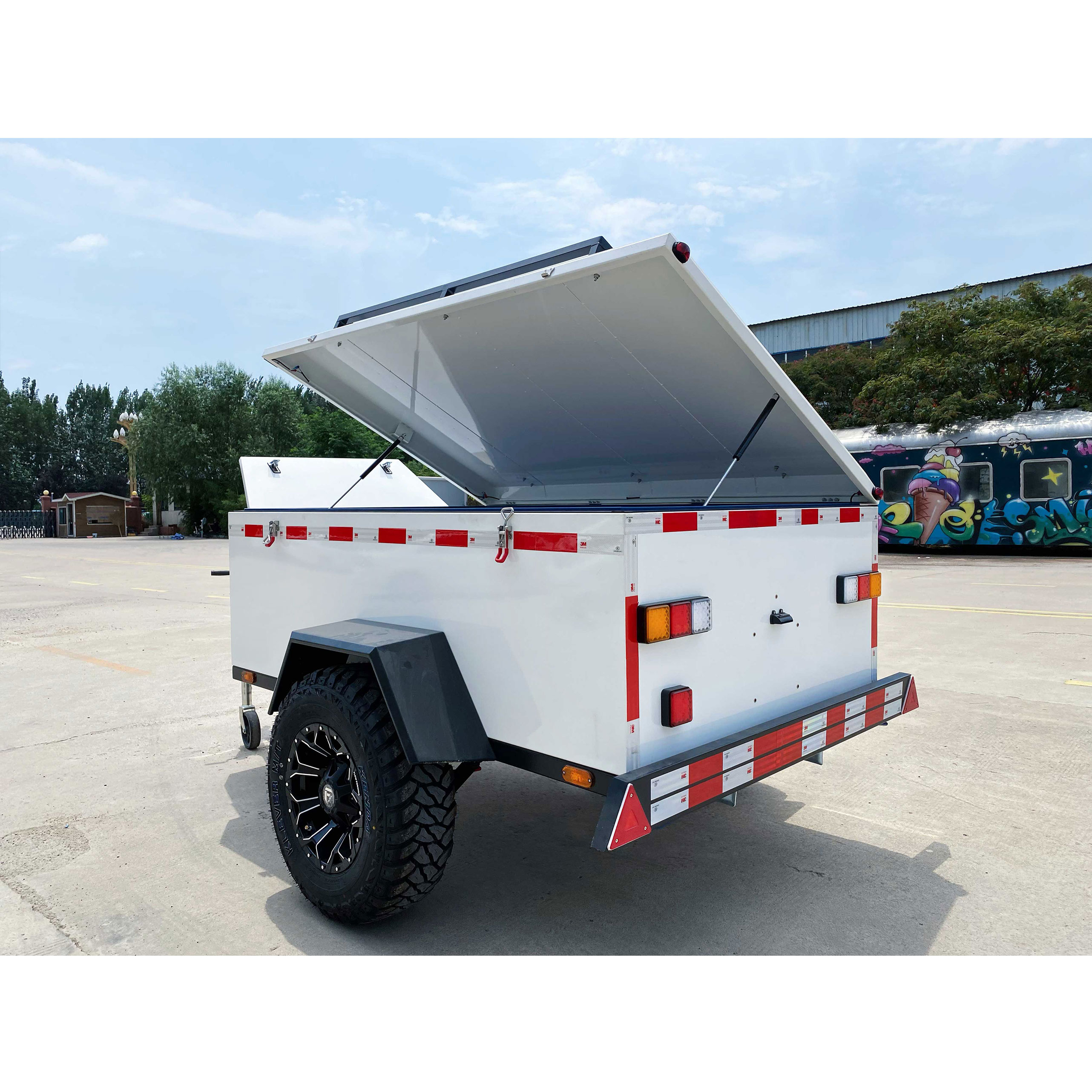 White camping trailer