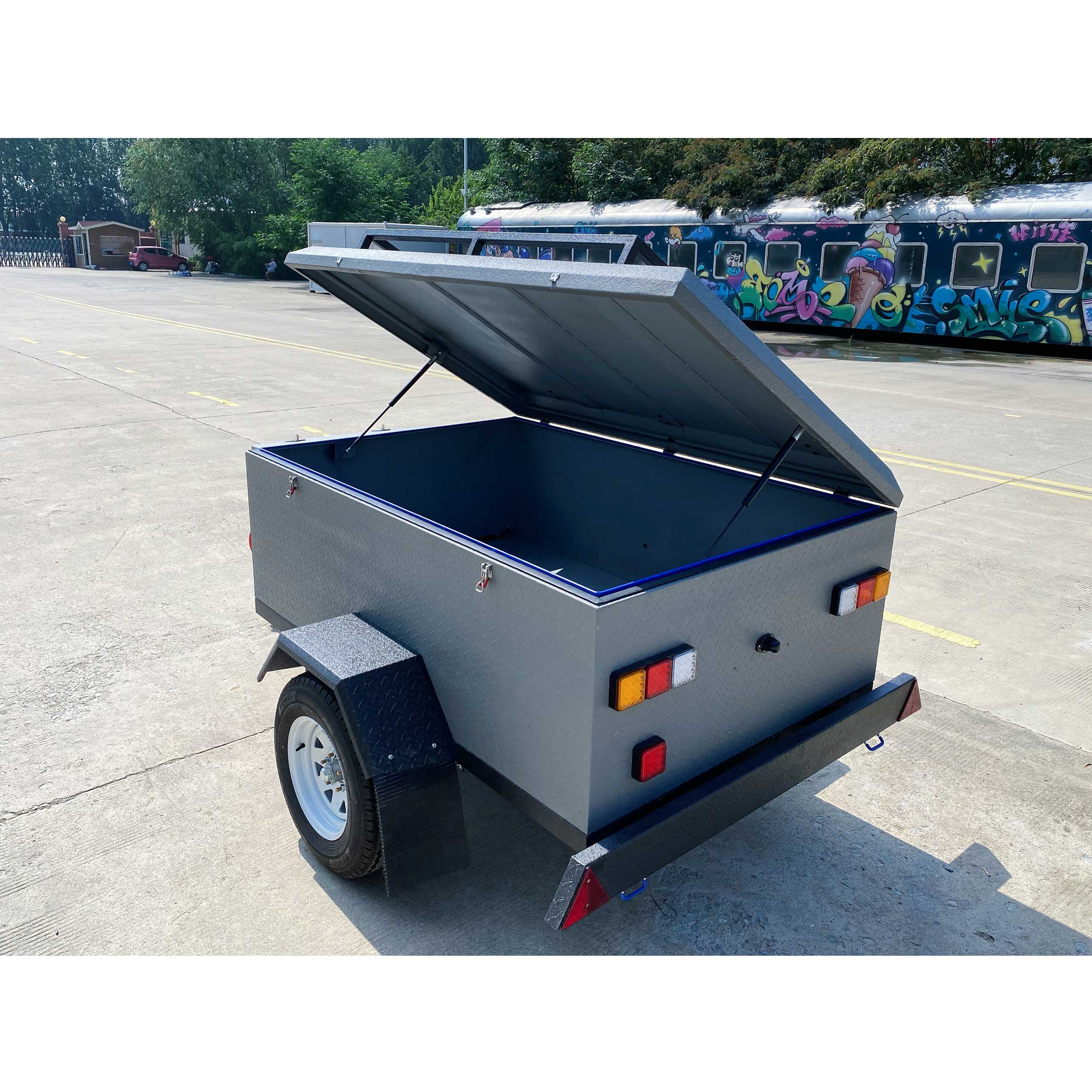 Grey camping trailer