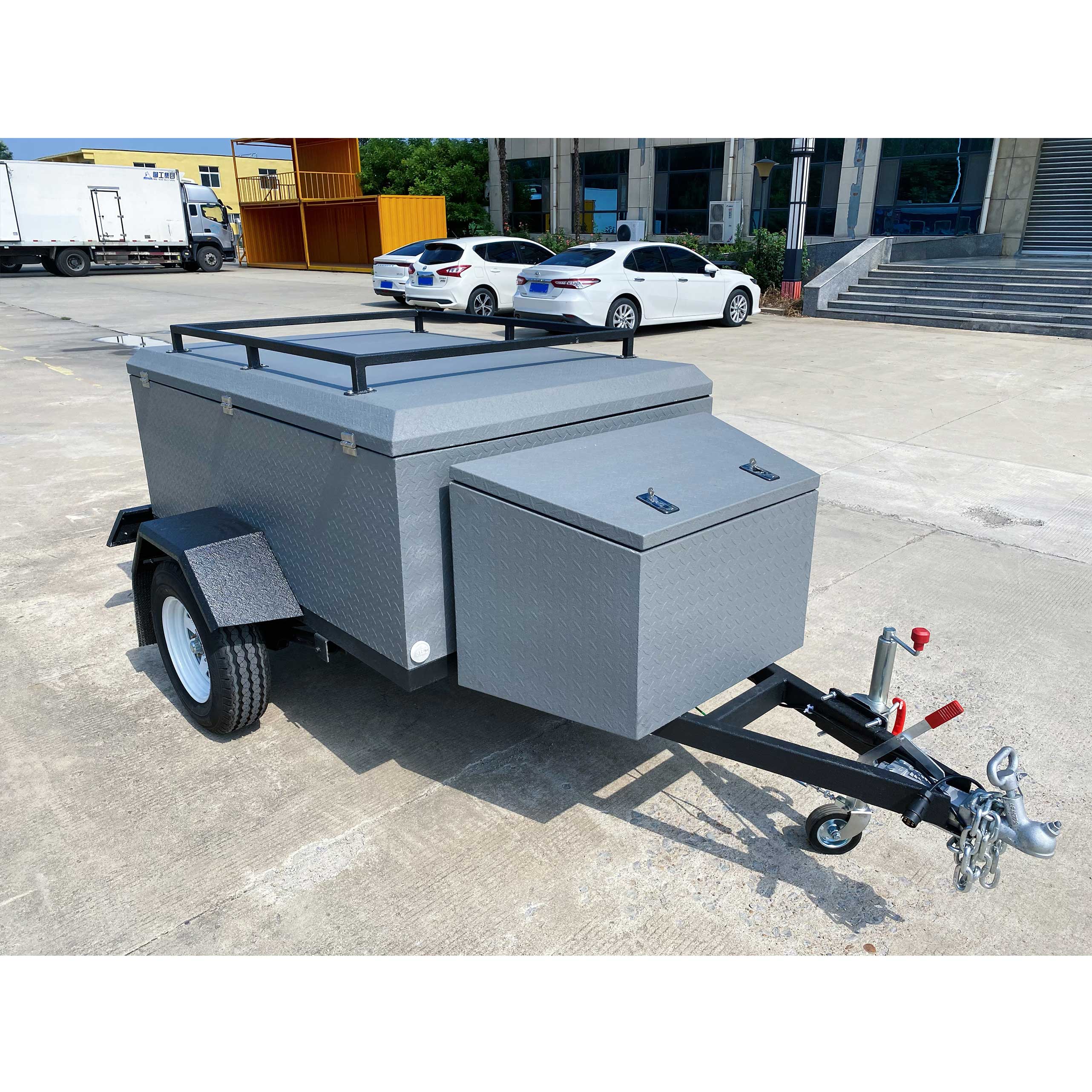 Grey camping trailer