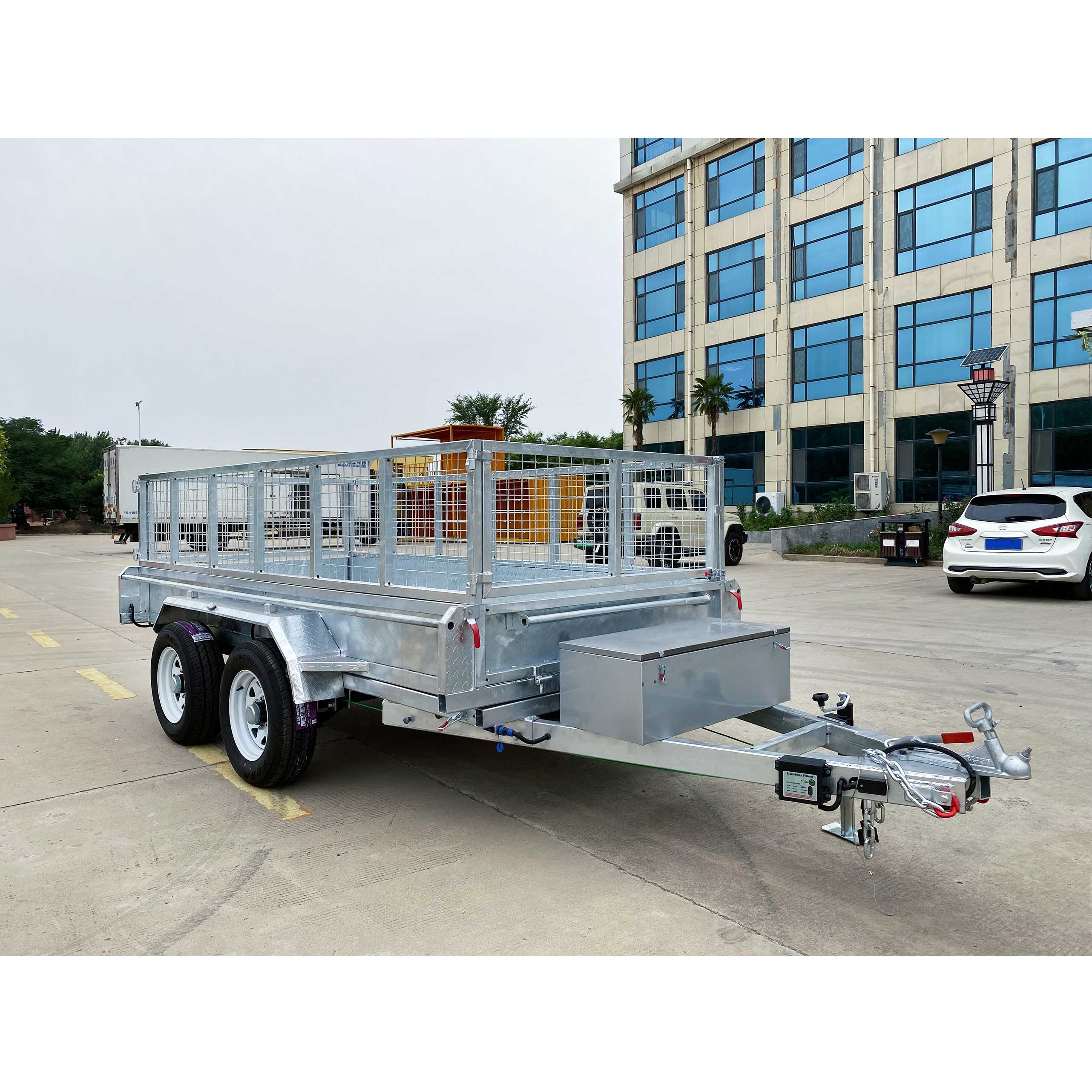 Double-axis hot-dip galvanized dump cage trailer