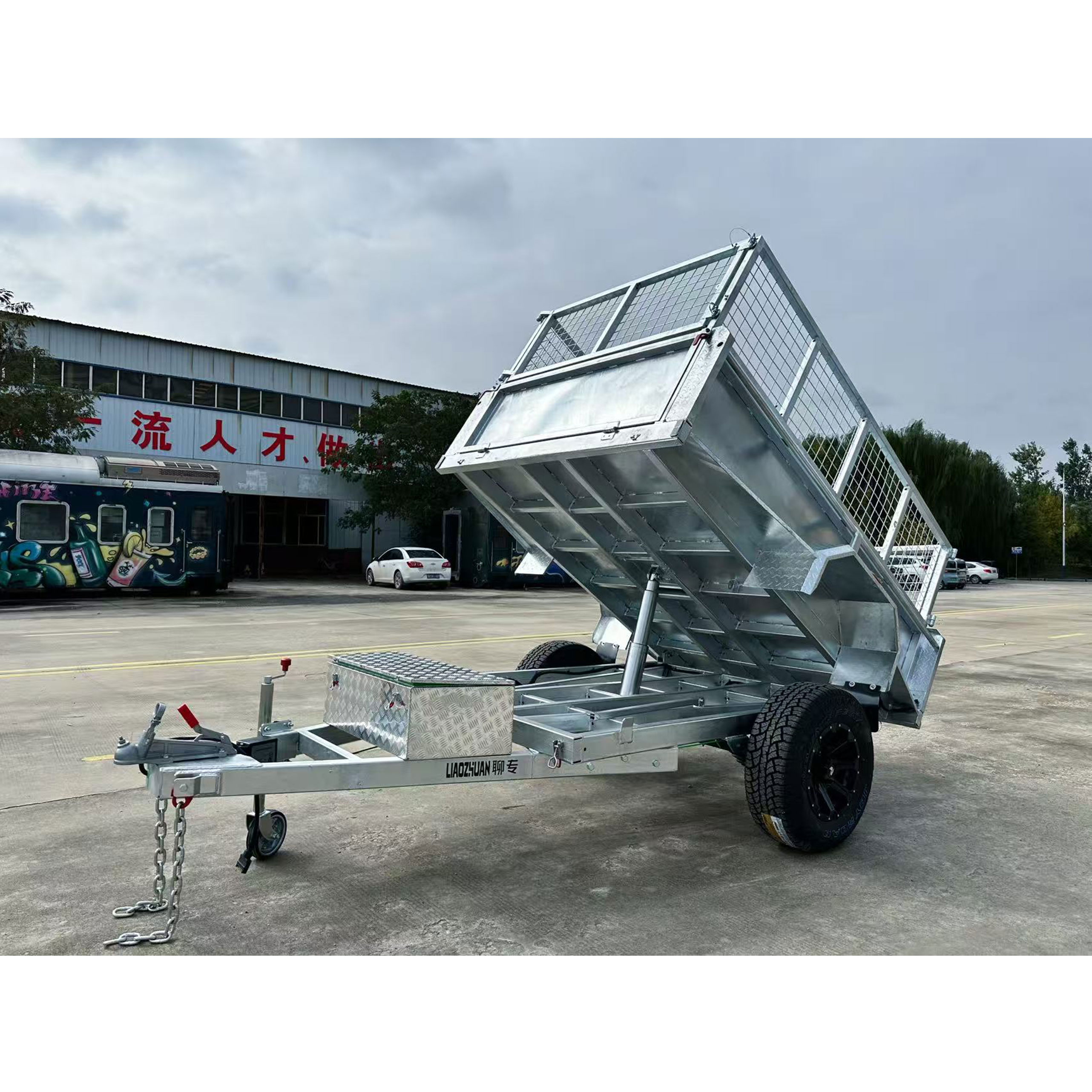 Single-axis 8*5 tipping cage trailer