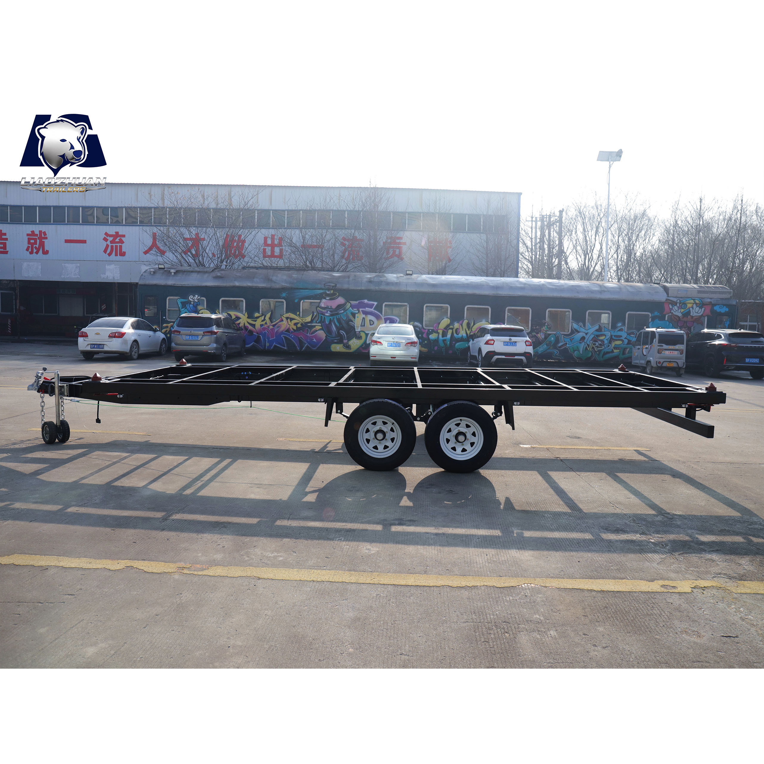 Double-axis container trailer