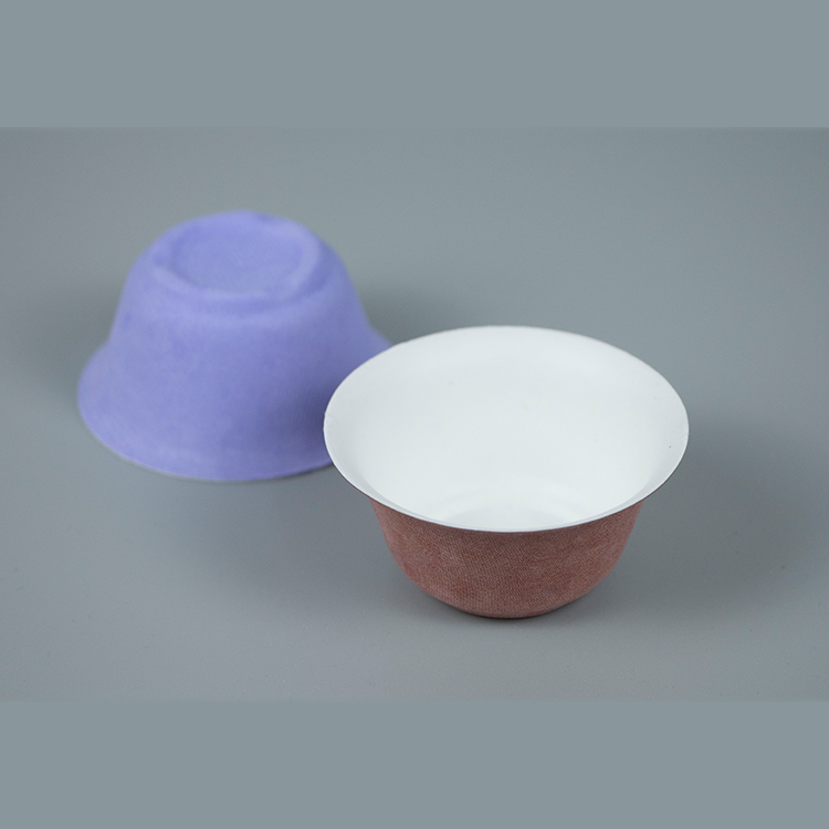 Recyclable Biodegradable Wet Press White Sugarcane Molded Fiber Round Tea Cup