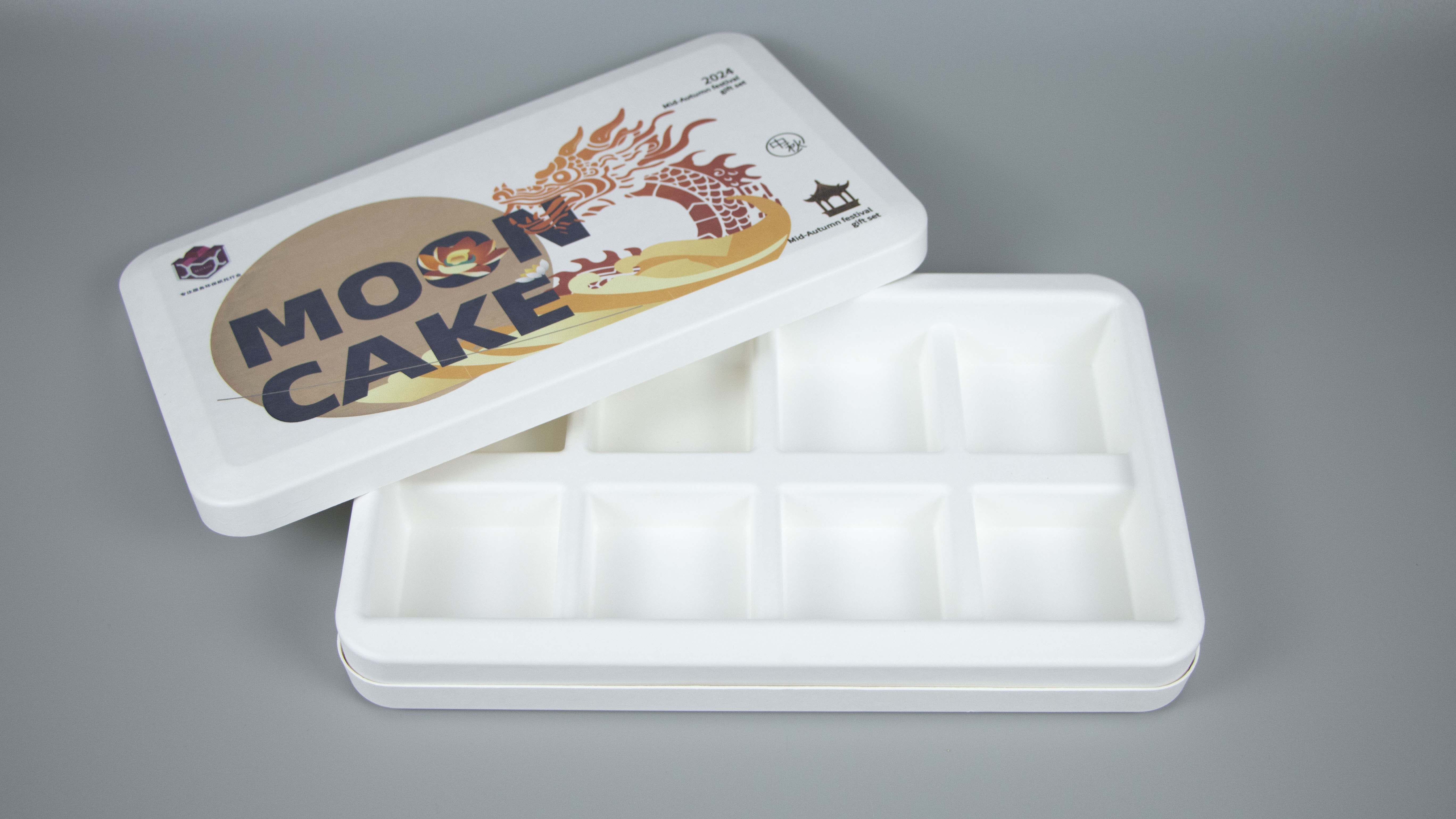 Biodegradable Sugarcane Wet Press Molded Fiber Packaging Box for Mooncake