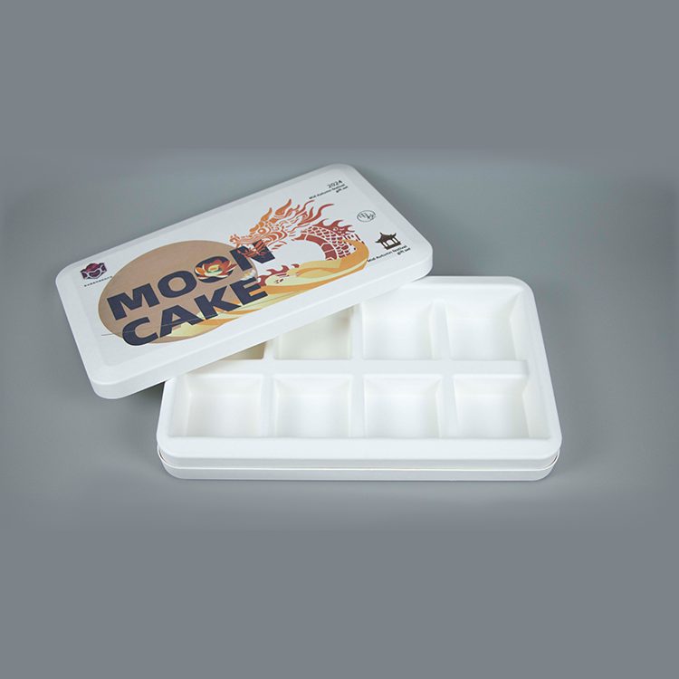 Biodegradable Sugarcane Wet Press Molded Fiber Packaging Box for Mooncake