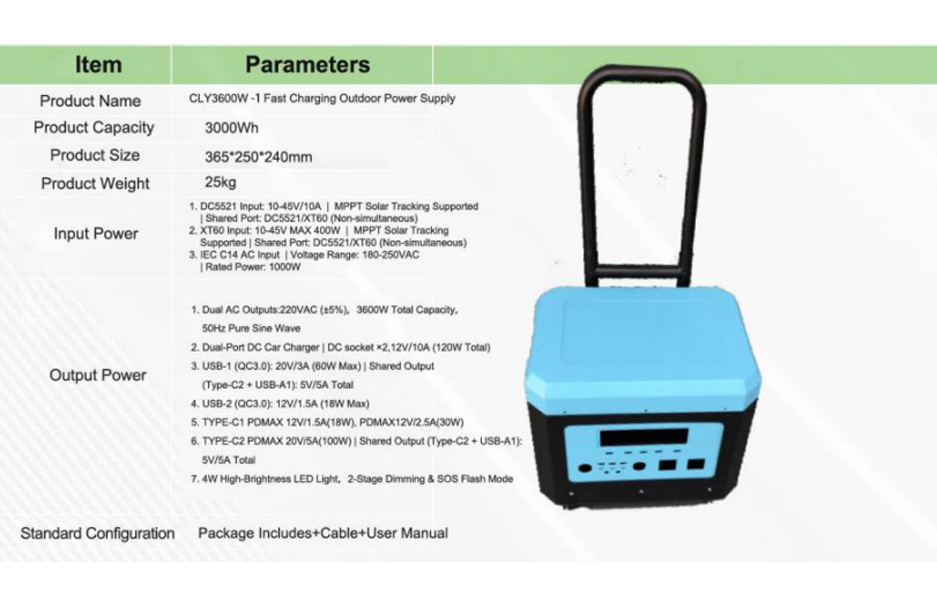 CLY3600W-1 Fast Charging Outdoor Power Supply