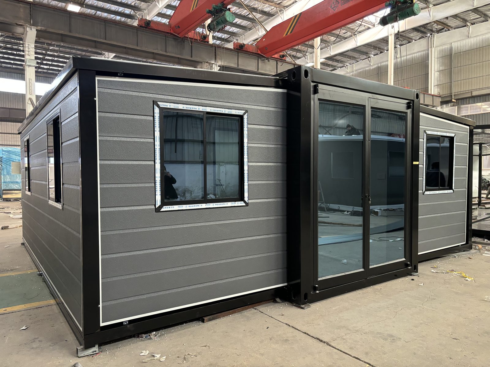 20ft Premium Grey Expandable Container House | Textured Panels 38 sqm