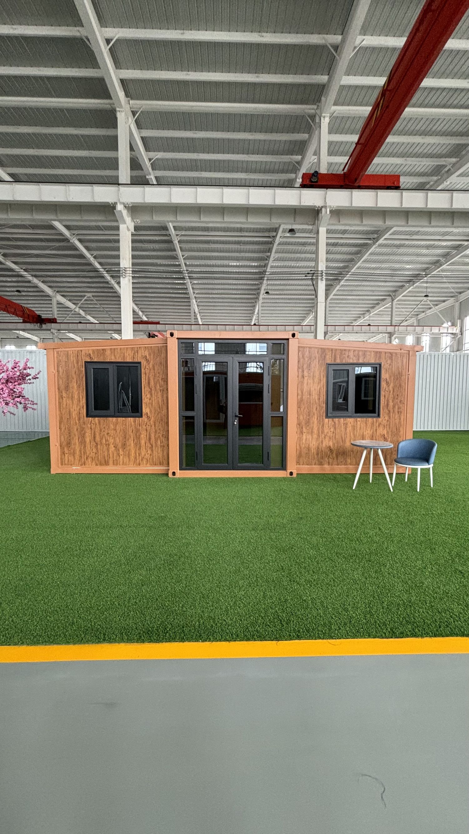 20ft Brown Expandable Container House | 38 sqm Wood-Grain Fold-Out Home