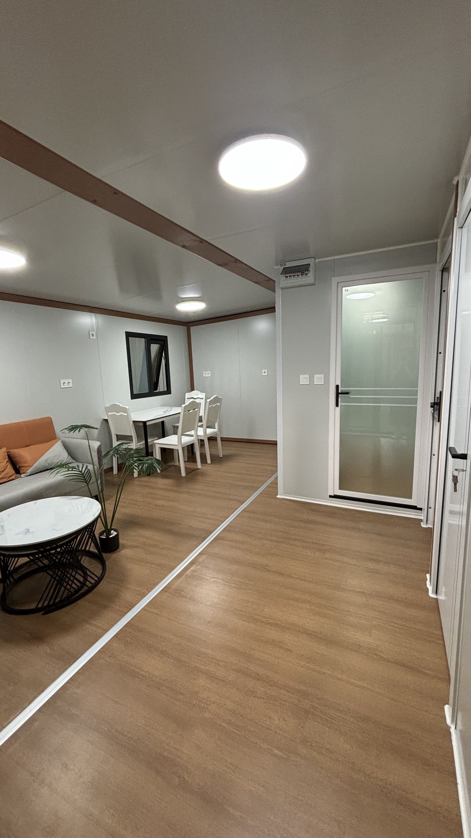 20ft Brown Expandable Container House | 38 sqm Wood-Grain Fold-Out Home