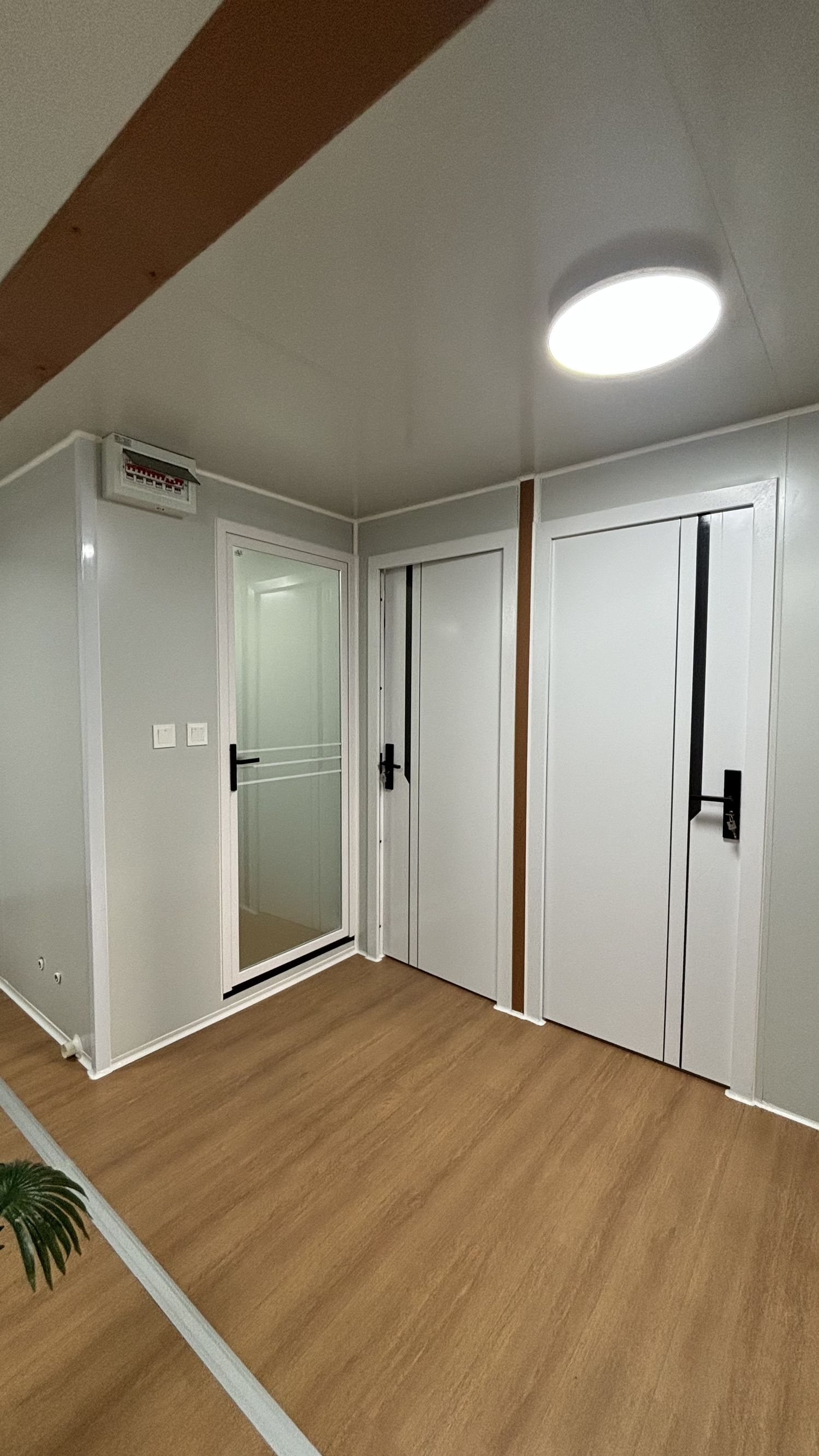 20ft Brown Expandable Container House | 38 sqm Wood-Grain Fold-Out Home