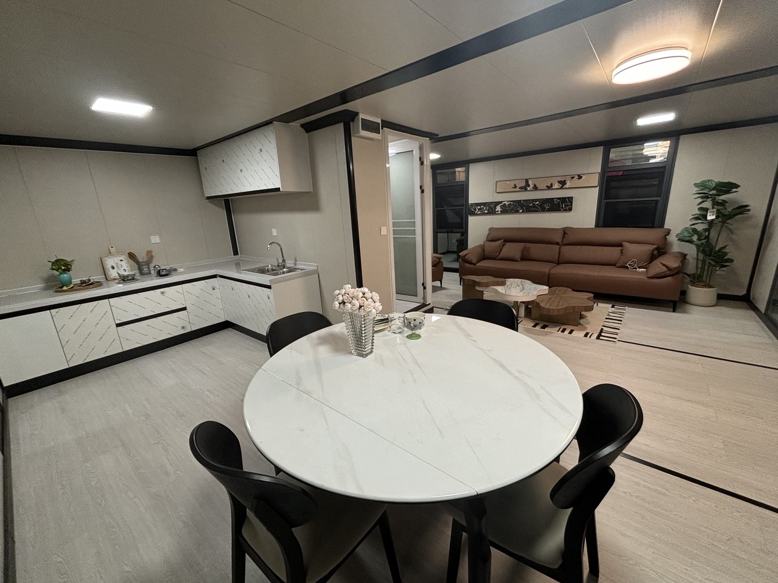 10ft Flat Roof Expandable Container House | 19 sqm Glass-Wall Cabin with Deck
