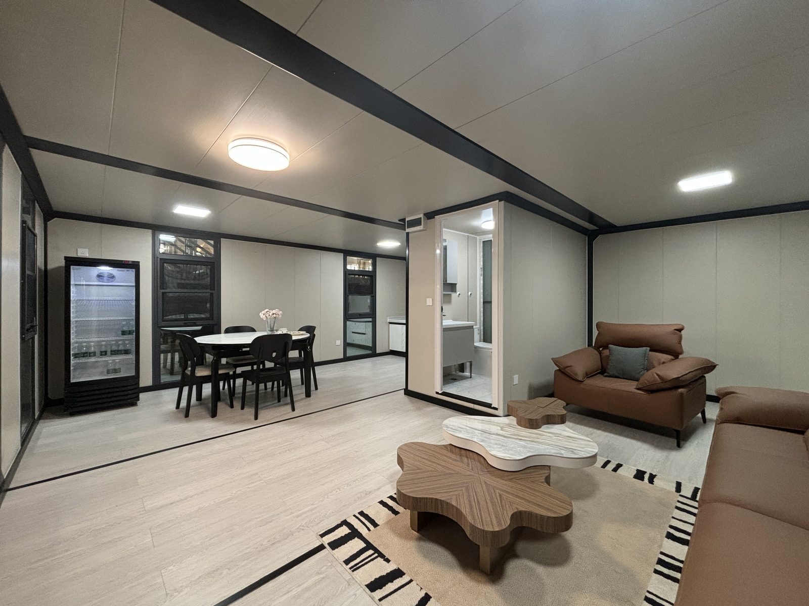 10ft Flat Roof Expandable Container House | 19 sqm Glass-Wall Cabin with Deck