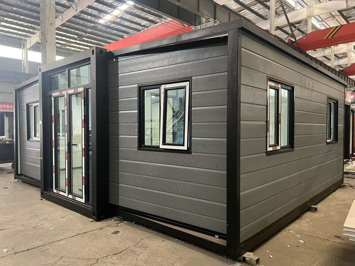 20ft Grey Expandable Container House | 38 sqm Modern Fold-Out Home