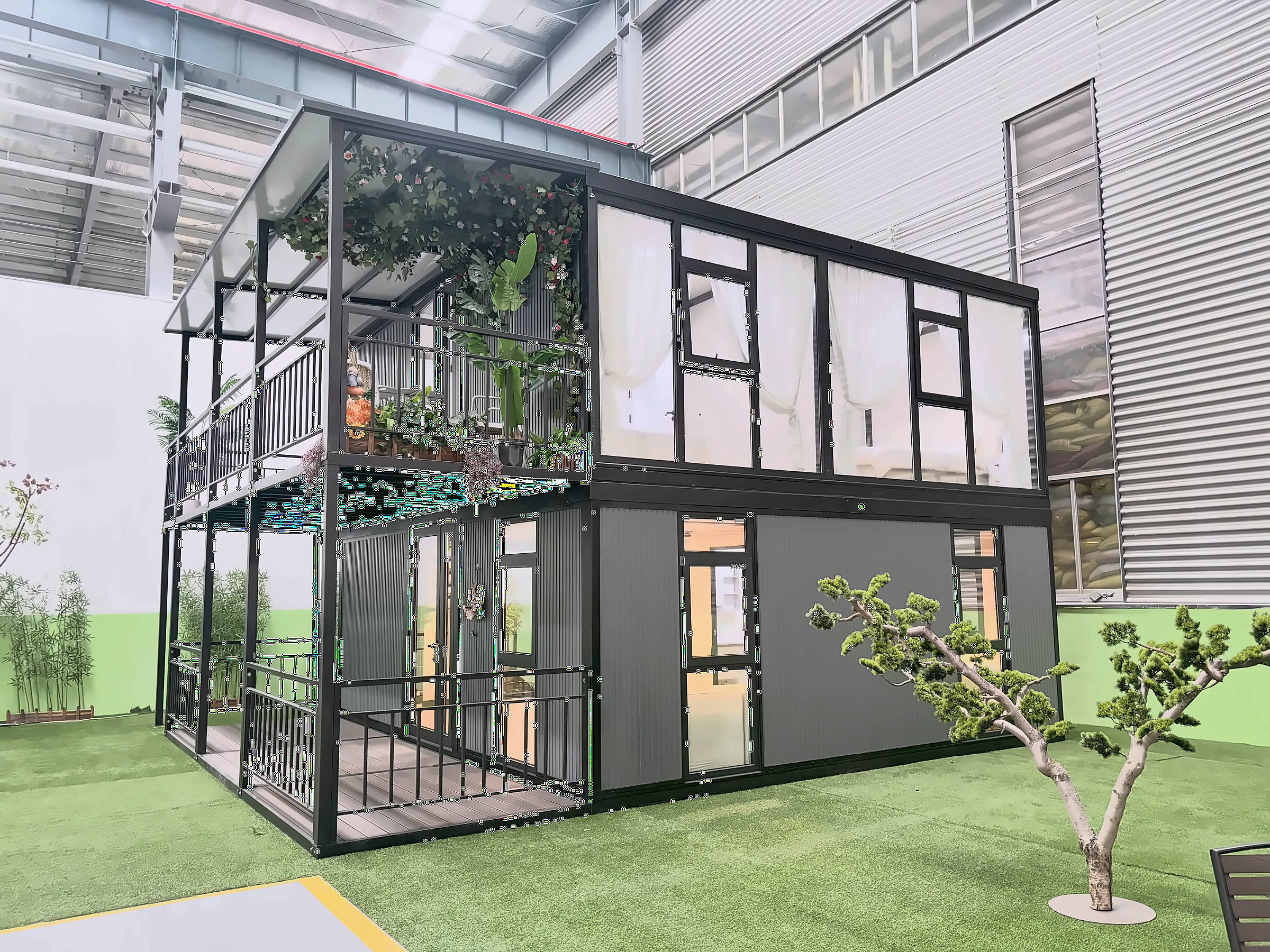 Two-Story Expandable Container House with Spiral Staircase – 106㎡