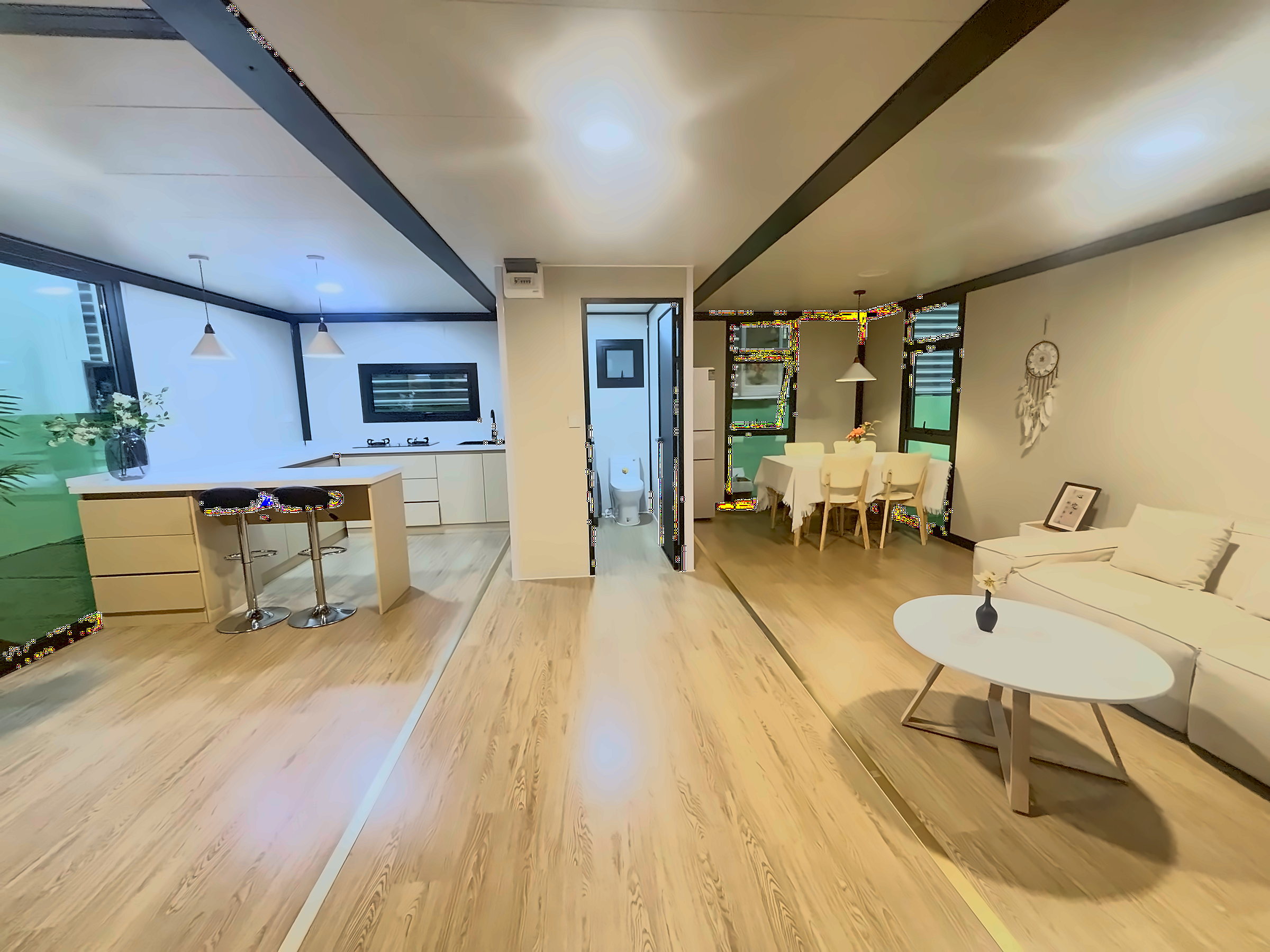 Two-Story Expandable Container House with Spiral Staircase – 106㎡