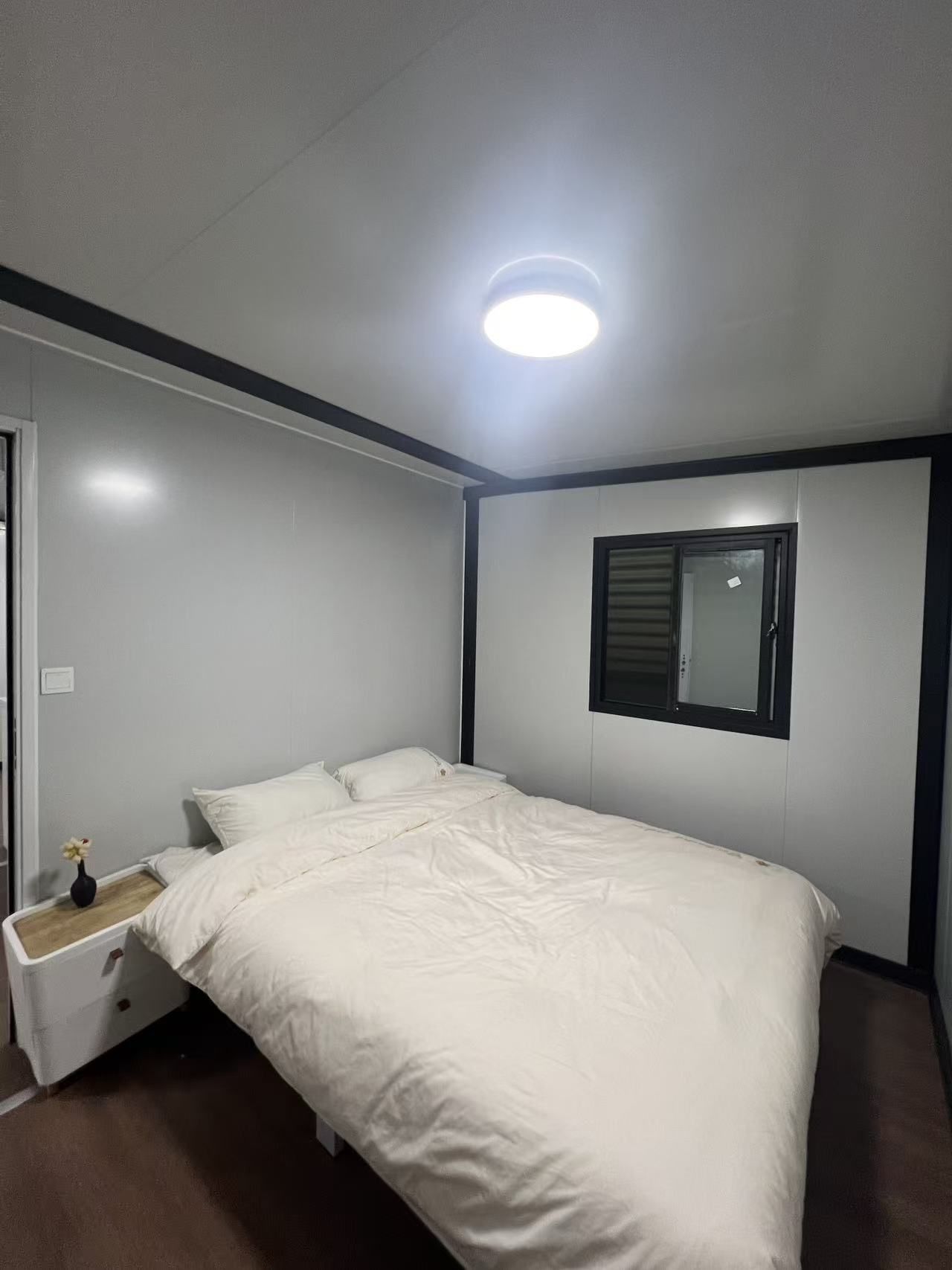 20ft Brown Wood-Grain Expandable Container House with Terrace | 38 sqm + Deck
