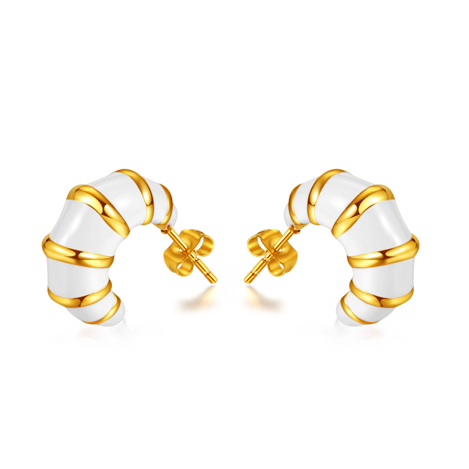 European and American style jewelry fashion trend retro earrings French light luxury drip oil temperament versatile titanium steel earrings for women