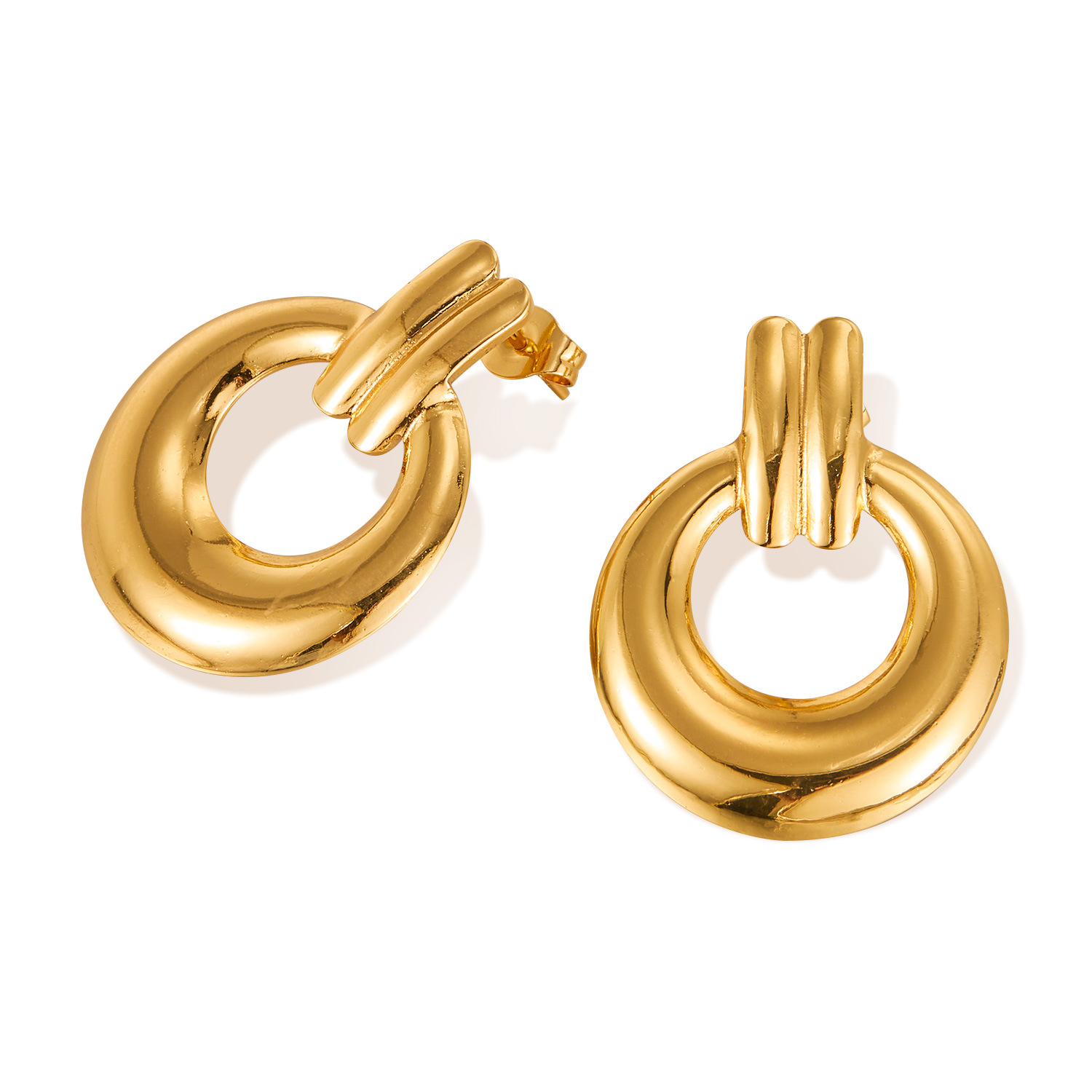 Titanium steel geometric earrings for women, fashionable, personalized, versatile, niche, high-end circle earrings