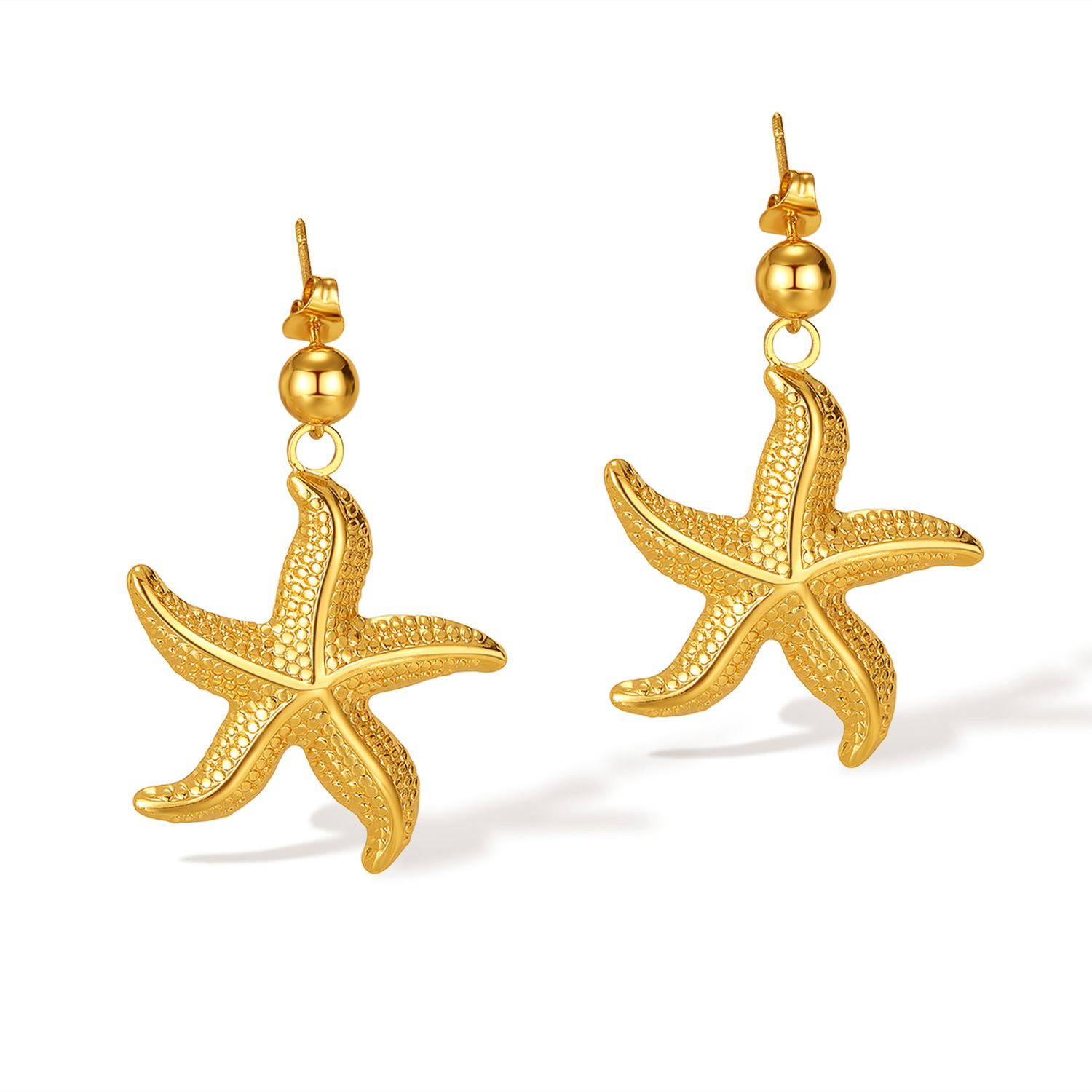 Jewelry wholesale stainless steel starfish earrings for women, fashionable, simple, niche, versatile design earrings