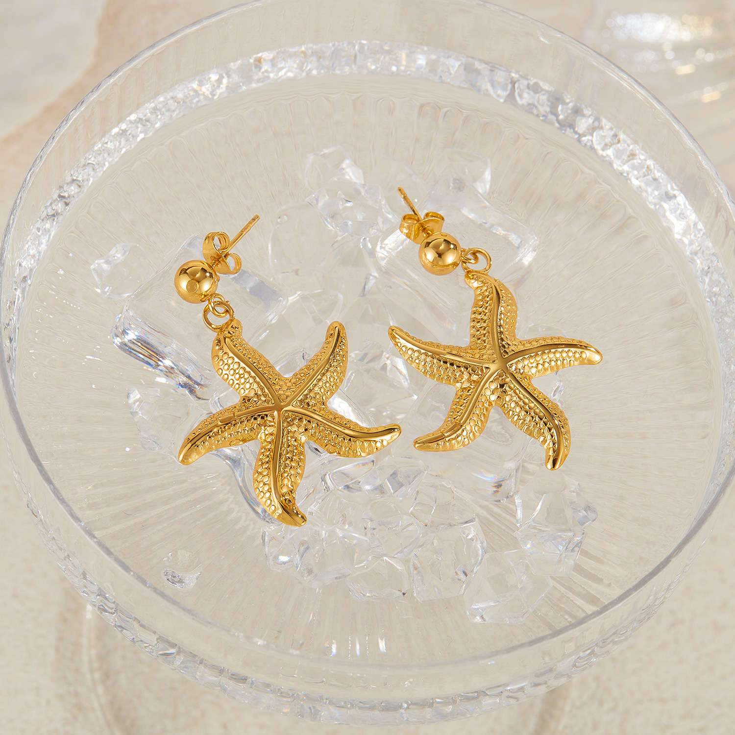 Jewelry wholesale stainless steel starfish earrings for women, fashionable, simple, niche, versatile design earrings