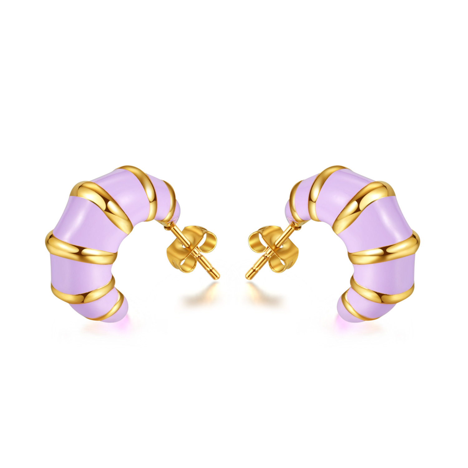 European and American style jewelry fashion trend retro earrings French light luxury drip oil temperament versatile titanium steel earrings for women