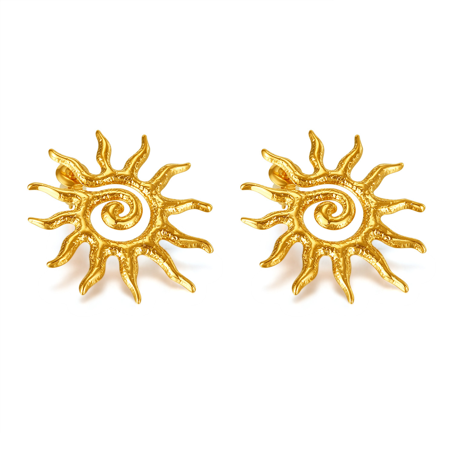 Accessories wholesale earrings for women, fashionable and simple stainless steel sunflower earrings, niche and versatile