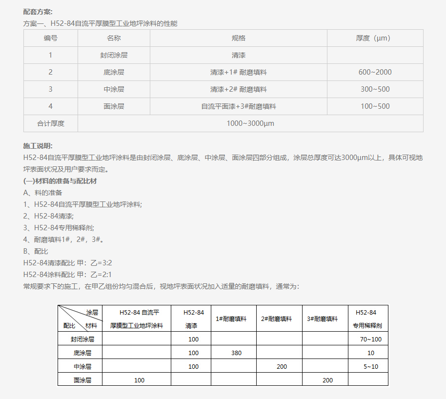 4H52-84 自流平厚膜型工业地坪涂料