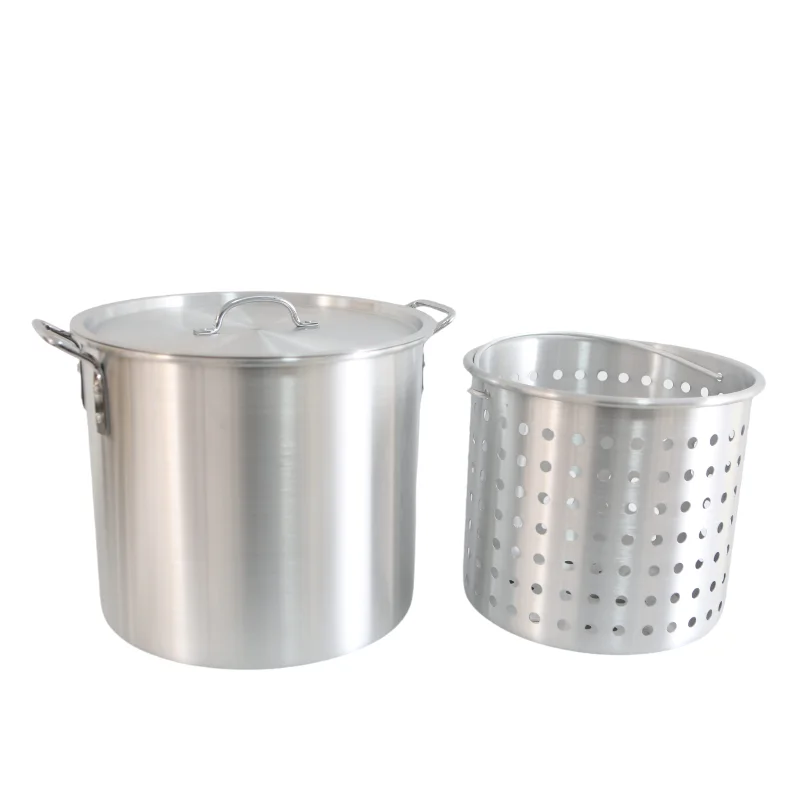 30qt Aluminium Turkey Fryer Pot with Burner Inner Basket for Hotel Cookware Set Frypan with Glass Lid Cookware