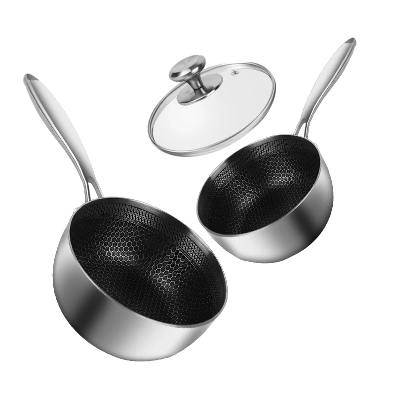 Factory 18cm Stainless Steel Milk Bolier Pot Stainless With Anti-scalding Handle and Tempered Glass Lid Lid