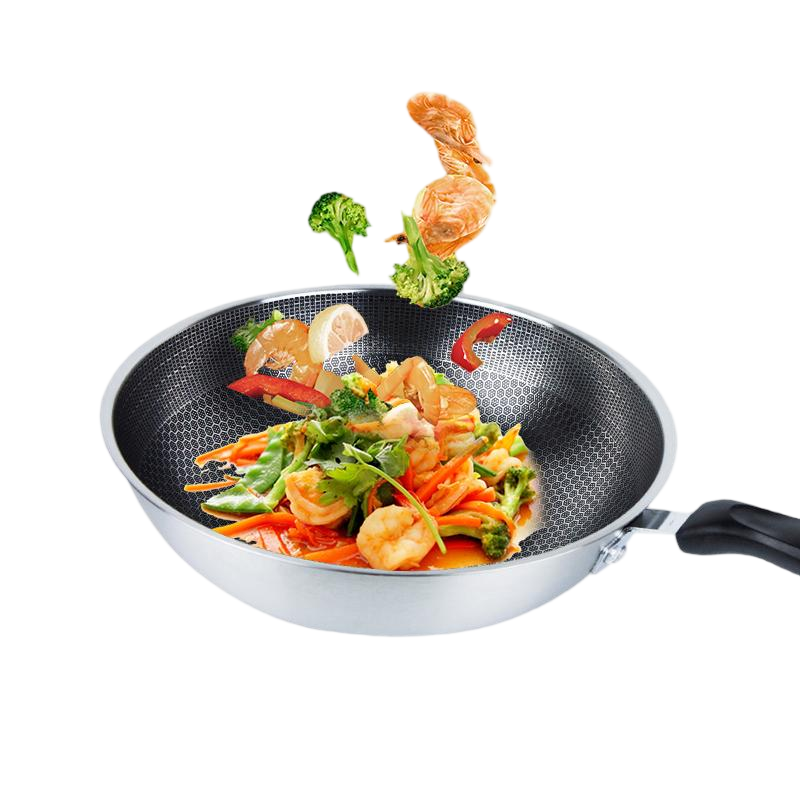 High Quality Non-Stick Stainless Steel 410 Wok Cooker with Tempered Glass Lid 30cm/32cm 18L Capacity for Induction Gas Stoves