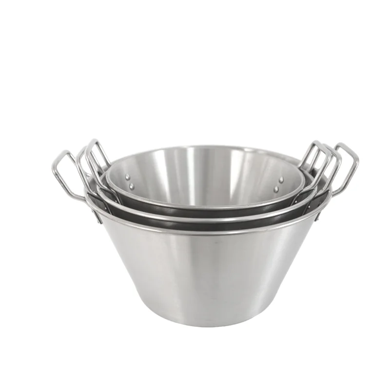 Large Stainless Steel Cazo Deep Design Jam Pan Outdoor Cooking with Handles Carnitas Cazos Heavy Duty Wok