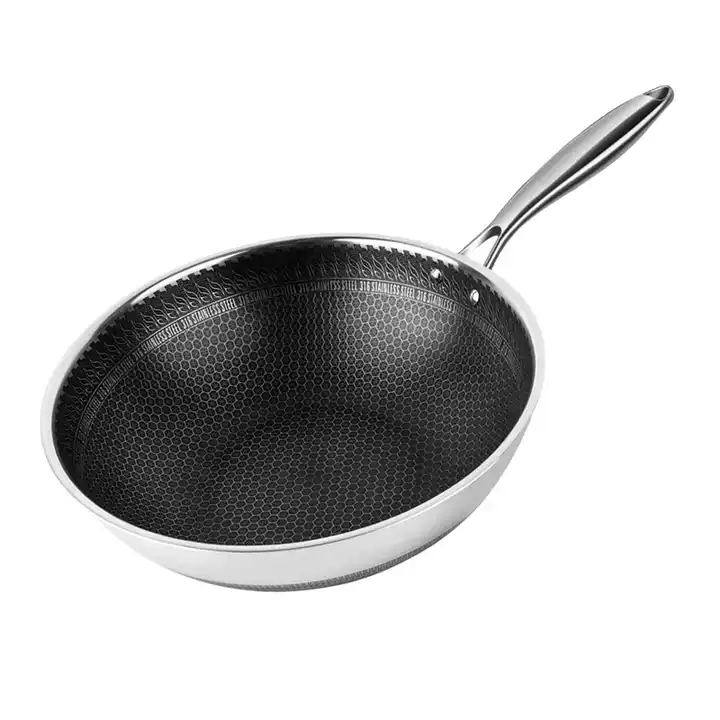 High Quality Chinese Wok Pan Cooker Soup Wok Non-stick Honeycomb Stainless Steel Frying Pan Set
