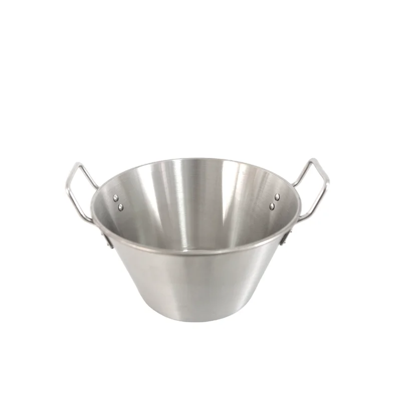 Large Stainless Steel Cazo Deep Design Jam Pan Outdoor Cooking with Handles Carnitas Cazos Heavy Duty Wok
