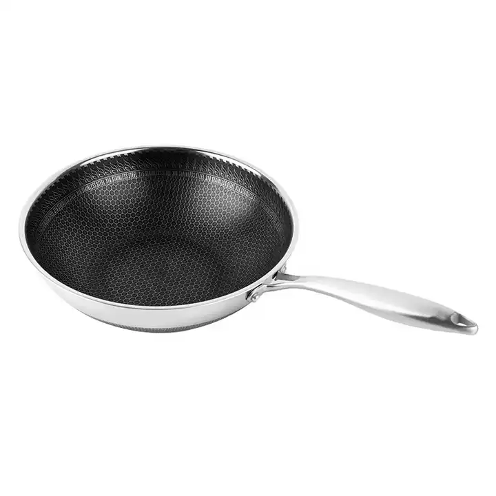 High Quality Chinese Wok Pan Cooker Soup Wok Non-stick Honeycomb Stainless Steel Frying Pan Set