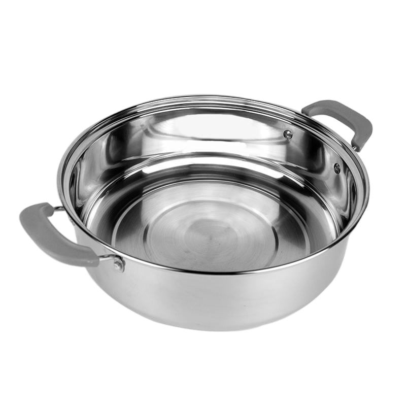 Wholesale 32cm Restaurant Kitchen Round Shape Stainless Steel Soup Cooker Hot Pot With Glass Lid
