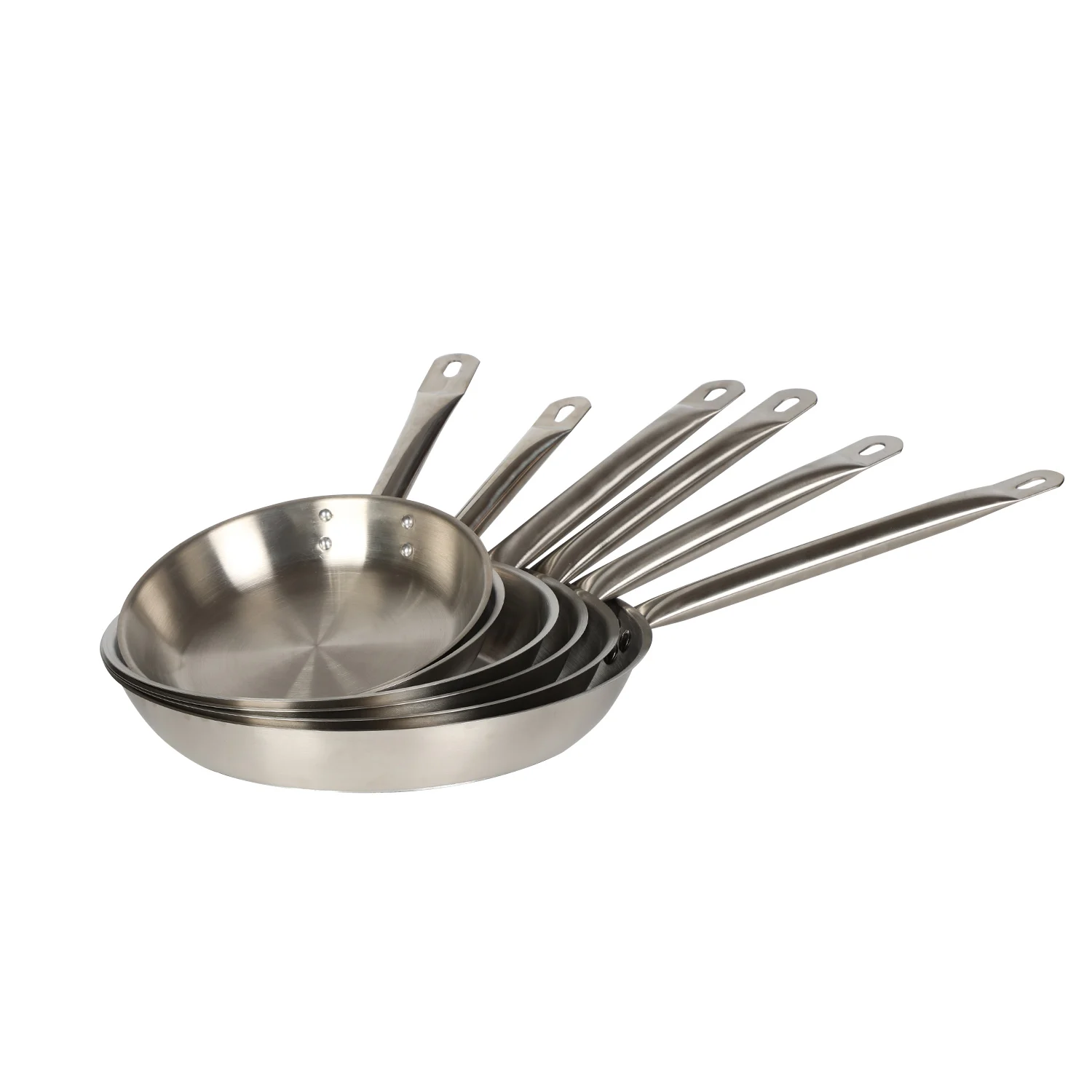 High Quality 20/22/24/26/28/30/32/34/36/40cm Stainless Steel Frying Pan with Composite Bottom Metal Steel Handle for All Stove