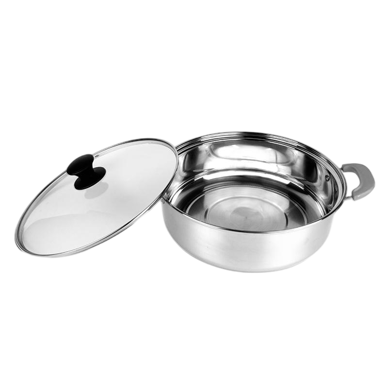 Wholesale 32cm Restaurant Kitchen Round Shape Stainless Steel Soup Cooker Hot Pot With Glass Lid
