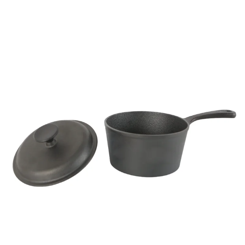 Pre-seasoned 15cm 18.5cm Mini Cooking Pot Casserole Pot Milk Pot Cast Iron Sauce Pan With Lid and Long Handle