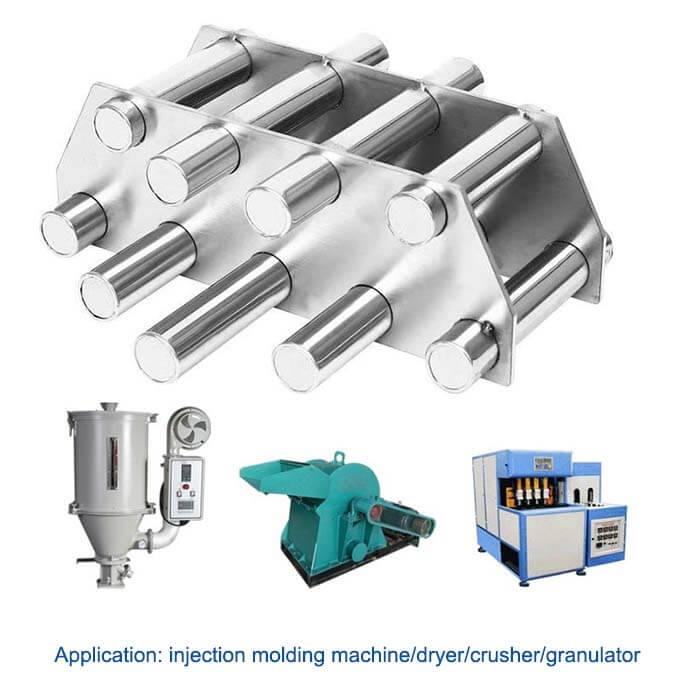 Magnetic Frame 9 Tube Grate Bar Magnet Magnetic Rack Hopper Magnets for Plastic Injection Molding Machine Hopper Dryer