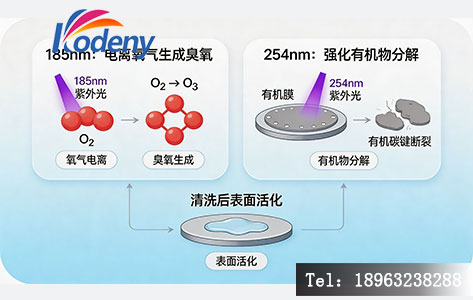 紫外臭氧清洗双波长作用原理示意图