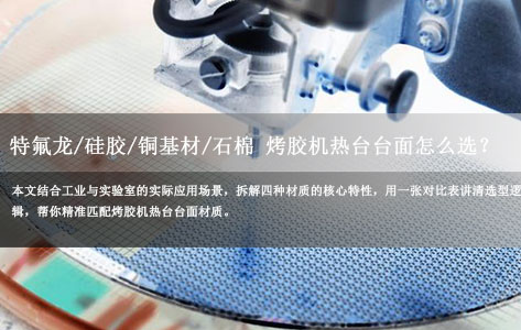 特氟龙/硅胶/铜基材/石棉 烤胶机热台台面怎么选？一张表教你精准抉择！