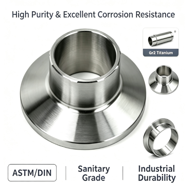 K50.5, Φ321.5/2.0/3.021.5mm Titanium Pipe Fitting Sanitary Tri-Clamp Ferrule, Hygienic Tri-Clover Quick Clamp Fitting for Food Beverage Sanitary Pipeline Syste