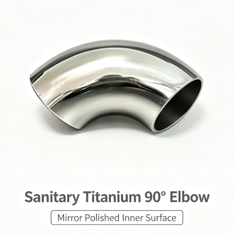 Sanitary Titanium 90 Degree Elbow Gr2 ASTM B363 ASME BPE Mirror Polished Ra0.4μm