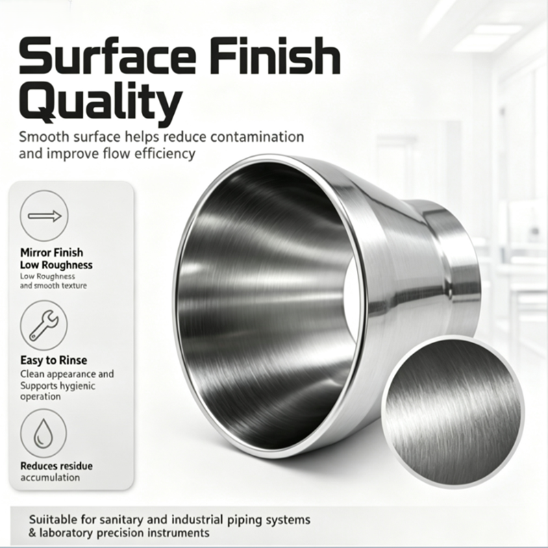 Grade 2 Titanium Sanitary Concentric Reducer 2"-1/2", 50.8×12.7mm Polished Inner Surface Sanitary Reducer Factory Wholesale In Stock Fast Delivery