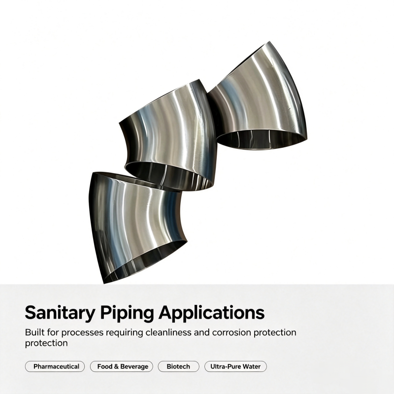 Sanitary Titanium 45° Elbow Gr2 Mirror Polished ASME BPE CIP SIP Compatible for Pharmaceutical Biotech Piping