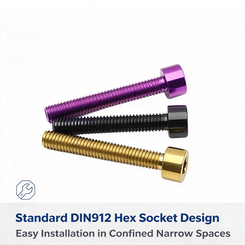 Gr5 Titanium Socket Cap Bolt DIN912 High Strength Lightweight Corrosion Resistant for Motorcycle Bicycle Aerospace