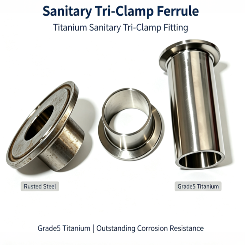 K50.5, Φ321.5/2.0/3.021.5mm Titanium Pipe Fitting Sanitary Tri-Clamp Ferrule, Hygienic Tri-Clover Quick Clamp Fitting for Food Beverage Sanitary Pipeline Syste