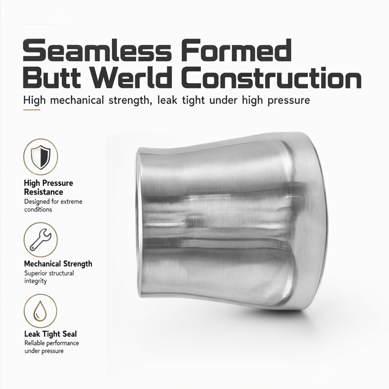 Grade 2 Titanium Sanitary Concentric Reducer 2"-1/2", 50.8×12.7mm Polished Inner Surface Sanitary Reducer Factory Wholesale In Stock Fast Delivery