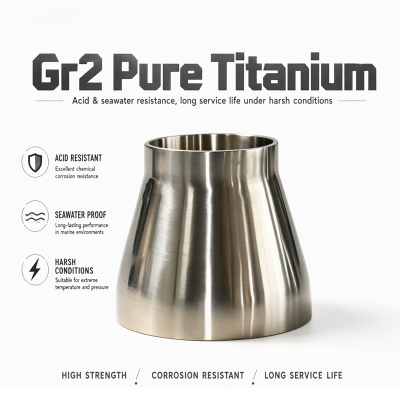 Grade 2 Titanium Sanitary Concentric Reducer 2"-1/2", 50.8×12.7mm Polished Inner Surface Sanitary Reducer Factory Wholesale In Stock Fast Delivery